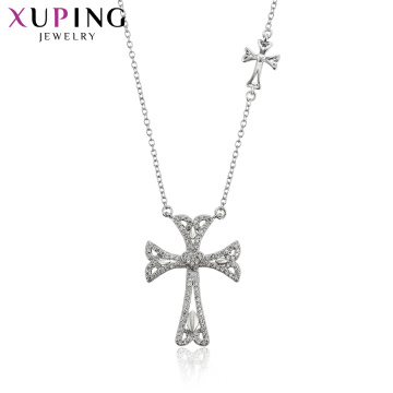 44559 Xuping крест ювелирные изделия серебряный цвет дизайн ожерелье ювелирные изделия